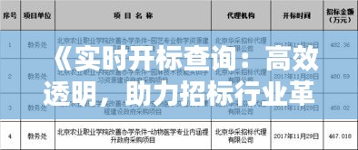 《实时开标查询：高效透明，助力招标行业革新》