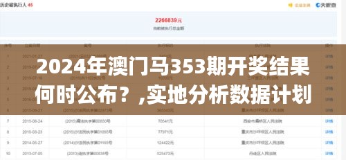 2024年澳门马353期开奖结果何时公布？,实地分析数据计划_3K6.199