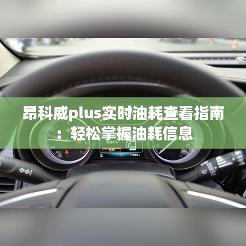 昂科威plus实时油耗查看指南：轻松掌握油耗信息