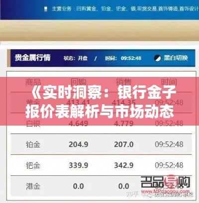 《实时洞察：银行金子报价表解析与市场动态》