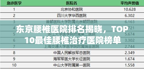 东京腰椎医院排名揭晓，TOP10最佳腰椎治疗医院榜单