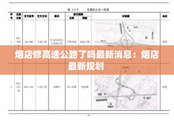 烟店修高速公路了吗最新消息：烟店最新规划 