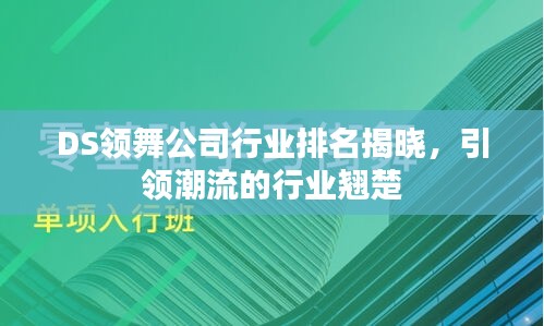 DS领舞公司行业排名揭晓，引领潮流的行业翘楚