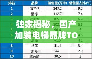 独家揭秘，国产加装电梯品牌TOP10榜单，排名大解密！