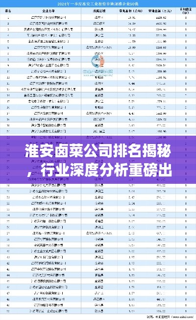 淮安卤菜公司排名揭秘，行业深度分析重磅出炉！