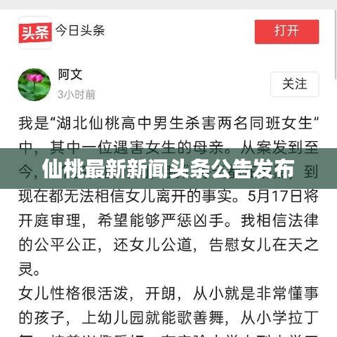 仙桃最新新闻头条公告发布