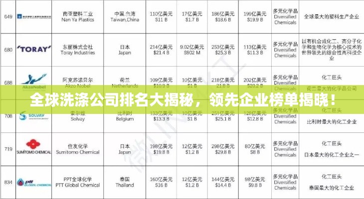 全球洗涤公司排名大揭秘，领先企业榜单揭晓！