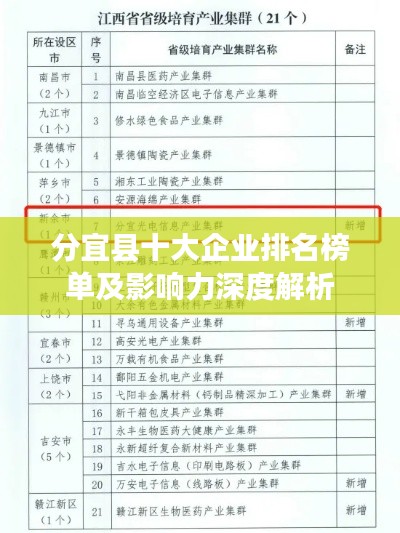 分宜县十大企业排名榜单及影响力深度解析