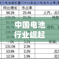 中国电池行业崛起，全球占有率领先全球瞩目